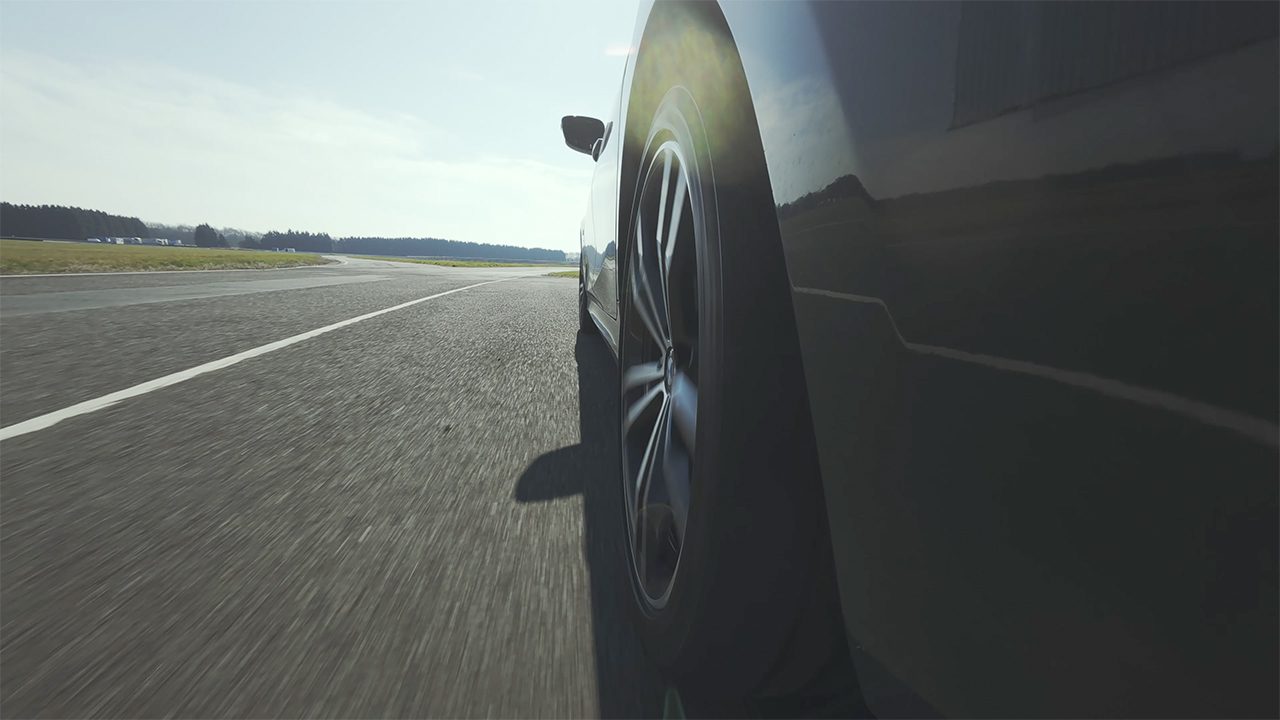 Close up of BMW wheel in motion